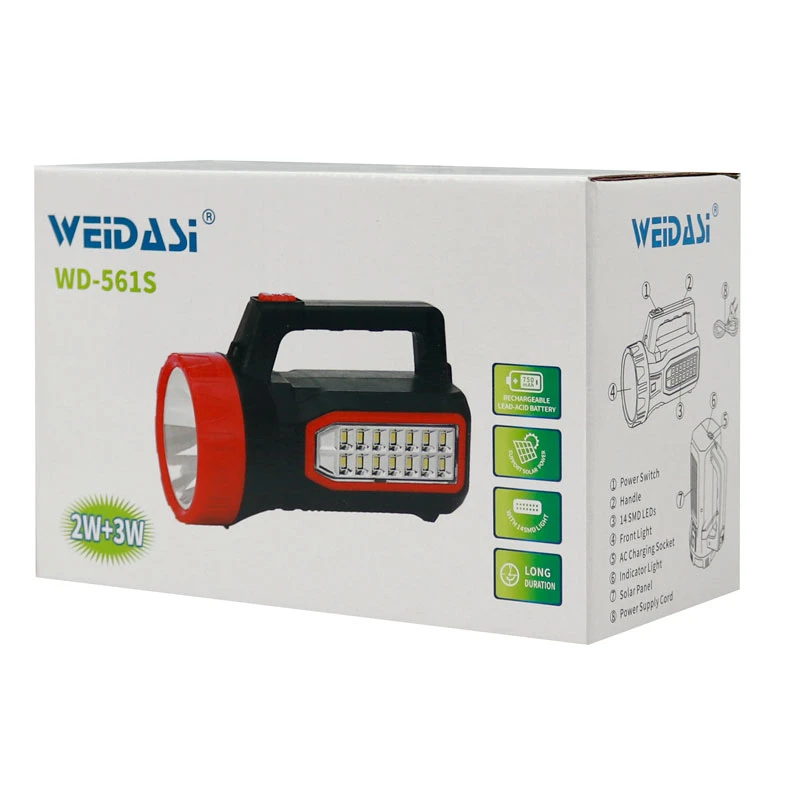 چراغ قوه شارژی ویداسی Weidasi WD-561S دارای پنل خورشیدی - Image 2